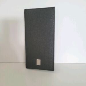 Dunhill Designer Checkbook Card Slim Bill Holder Wallet Brown Bifold Leather